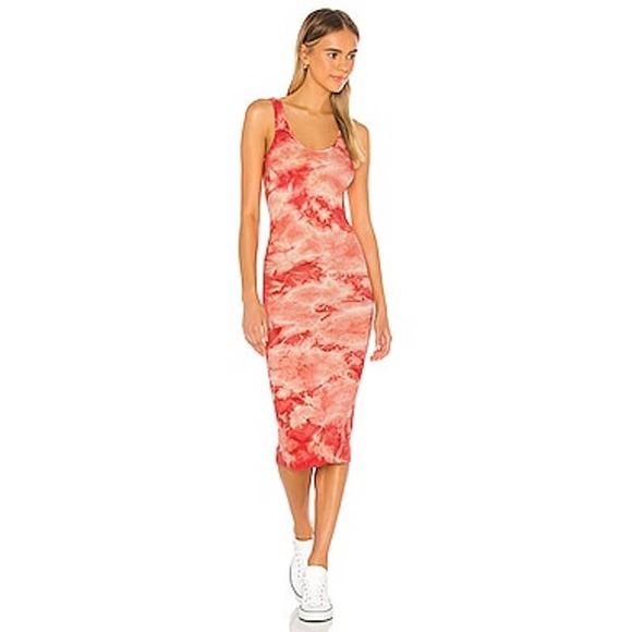 Enza Costa Dresses & Skirts - ENZA COSTA Dress Womens Small Orange Tie Dye Ribbed Midi Tank